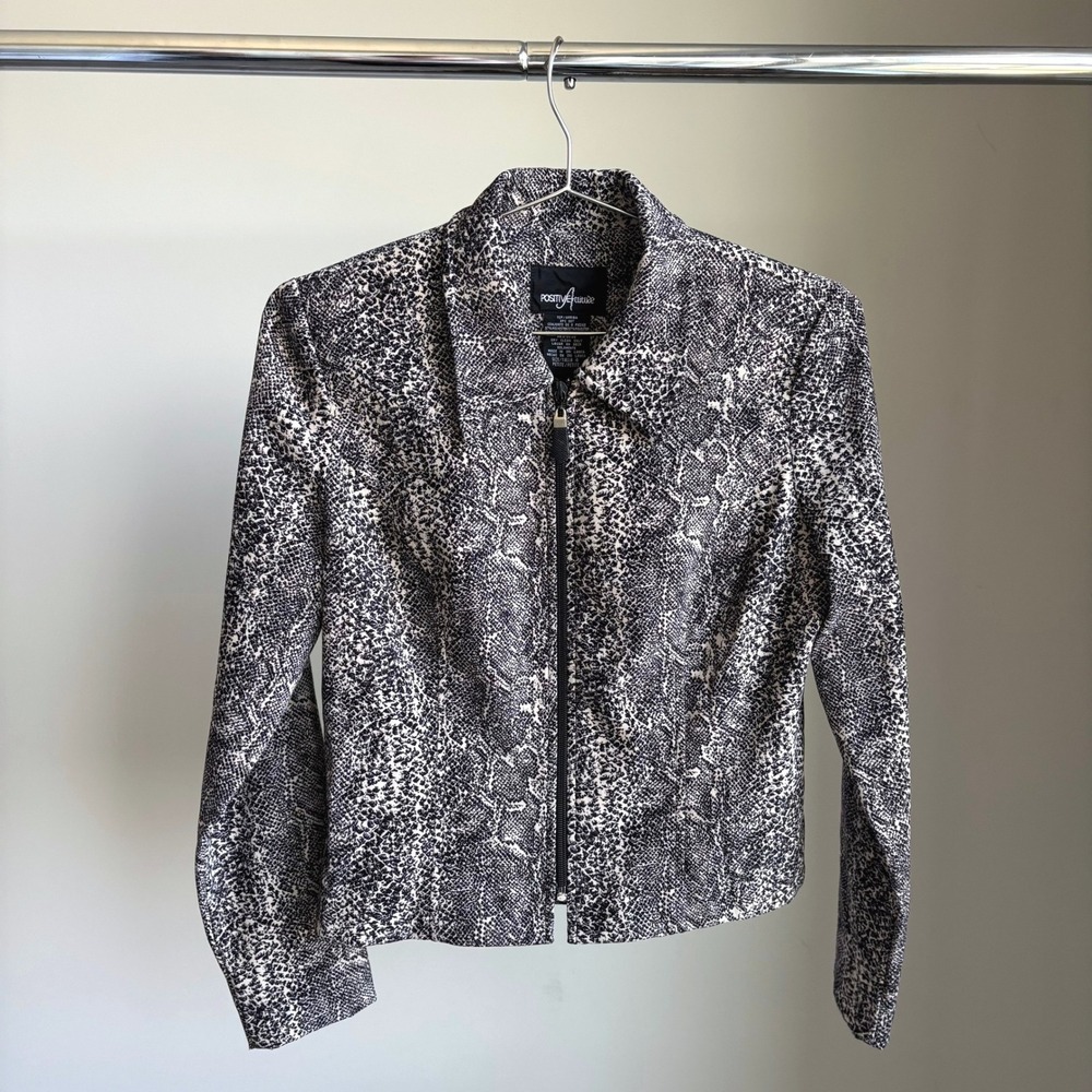 90s Vintage Positive Attitude Python Print Zip Jacket 4 Petite Y2K Tuscan Mom